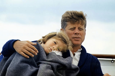 Caroline Kennedy and her father John, at Hyannisport, Mass., aboard the "Honey Fitz" on August 25, 1963. Photo by Cecil Stoughton.