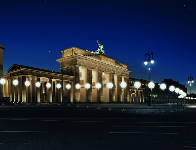 A 10-mile line of 8,000 illuminated balloons called Lichtgrenze (translation: “border of light”) will stretch along part of the same path where the 96-mile Berlin Wall once stood. Light artist Christopher Bauder and his filmmaker brother Marc came up with the idea before the 20th anniversary of the wall’s fall, but needed more time. Photo by Christopher Bauder.