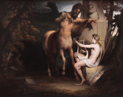The Education of Achilles (ca. 1772), by James Barry. Here Chiron is instructing Greek warrior hero Achilles in music; music is strongly associated with the sign Pisces.