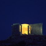 Full Moon Rising at Sounion, Greece, June 2010. Photo by Anthony Ayiomamitis.