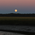 Perigee Aries Full Moon rising over Scarborough Marsh, Maine, Sept. 27. Photo by Amanda Painter.