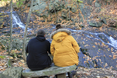 Couple at Jewell Falls, Portland, Maine. Photo by Amanda Painter.