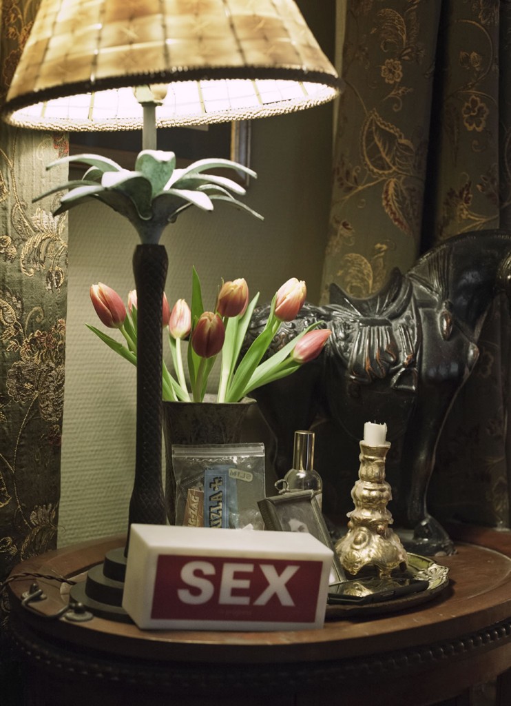 A side table at a party chez John.