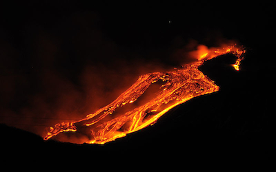Mt. Etna in Sicily, erupting on Jan. 12, 2011. Photo by gnuckx/Creative Commons/Wikimedia 