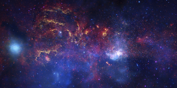 Combined images from several space telescopes pointed into the Galactic Center. Photo by NASA/ESA/SSC/CXC/STScI