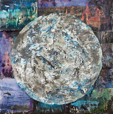 Earth Under a Full Moon; collage by Stacy Bergener.